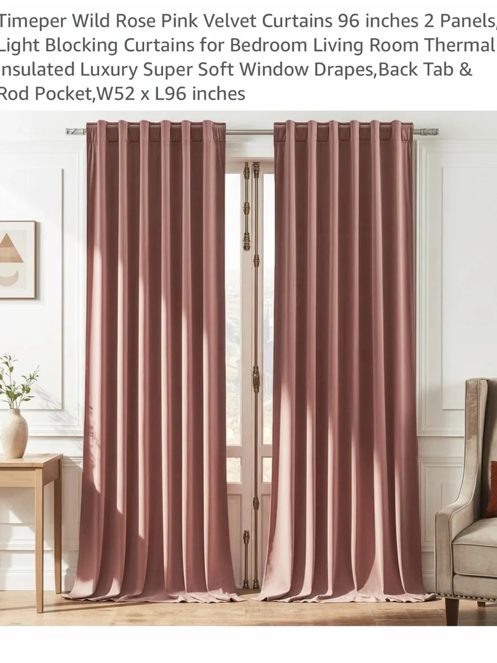 EUC Wild Rose Pink Velvet Blackout Curtains - 2 Panels 52x96